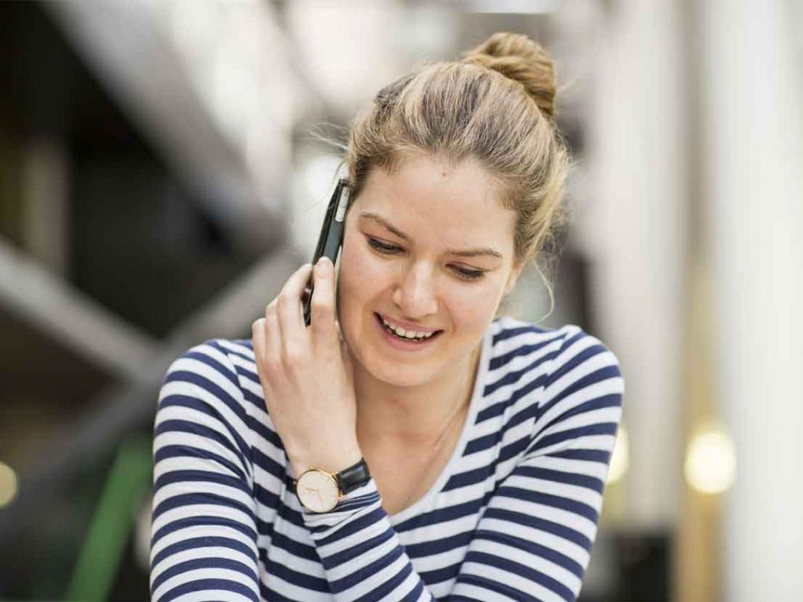 A student talking on a mobile phone