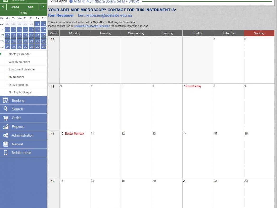Booking System Login Page