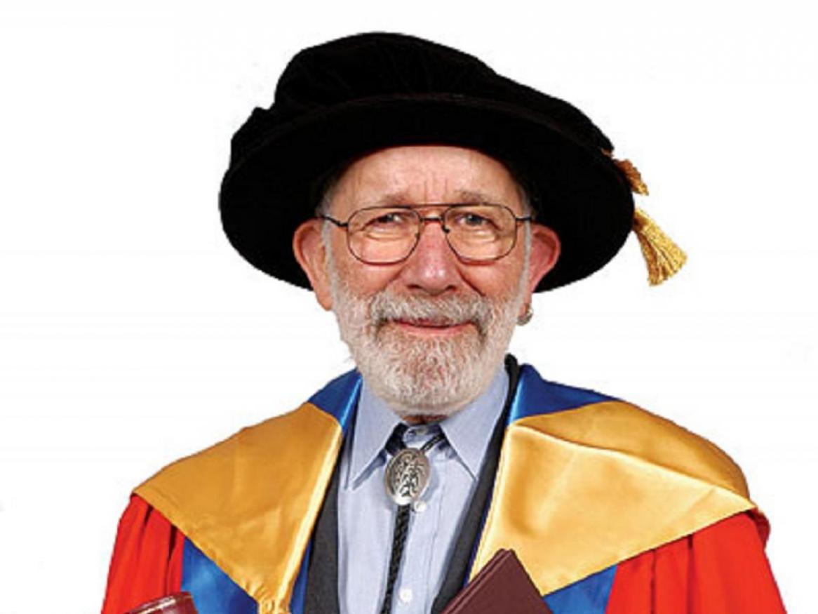 A portrait of Prof Warren after receiving his Hon Doc in 2006
